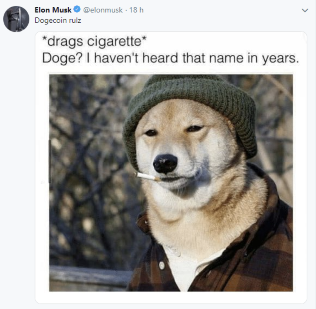 Elon Musk tweetta il rialzo di Dogecoin